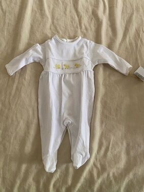 Baby One-Piece Footed Romper with Yellow Chick Trim